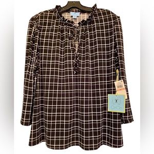 NWT CeCe Black & White Blouse size 2x